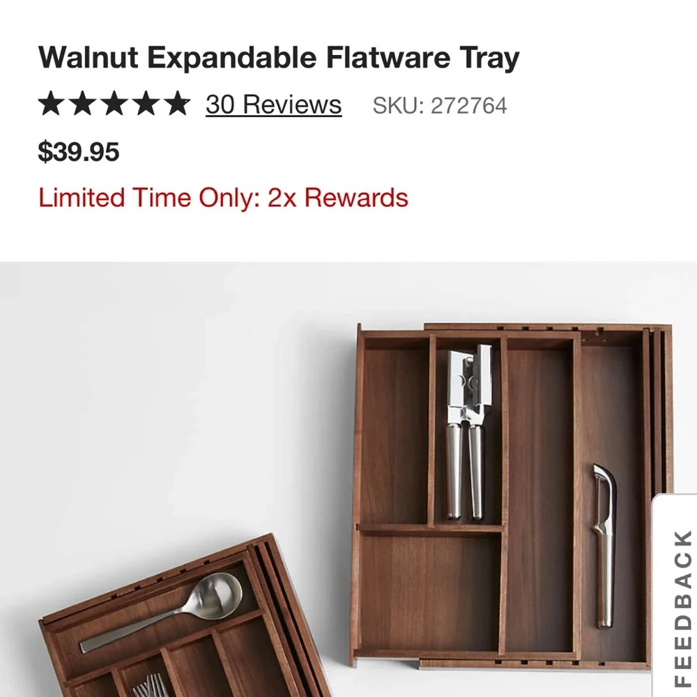 Brand new kitchen wood drawers organizer from Crate and Barrel
